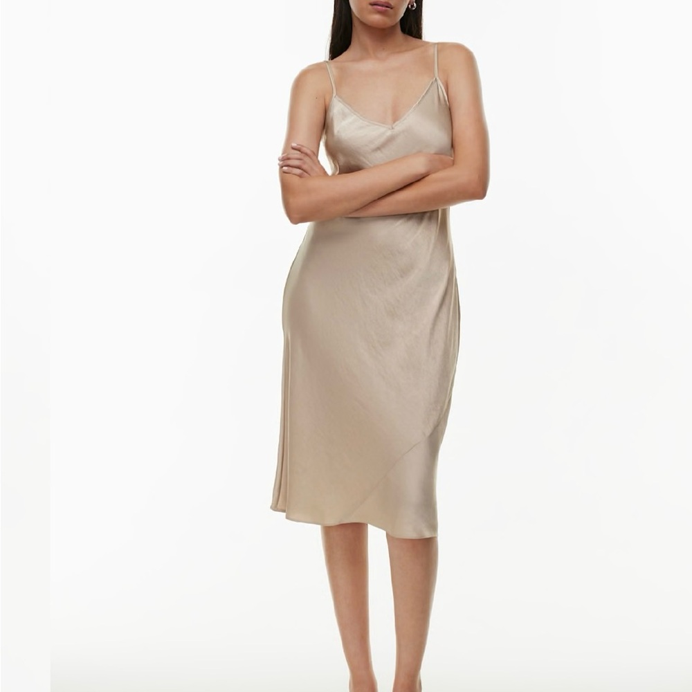 Aritiza/ Wilfred: Only Slip Satin Midi Dress - Cream
